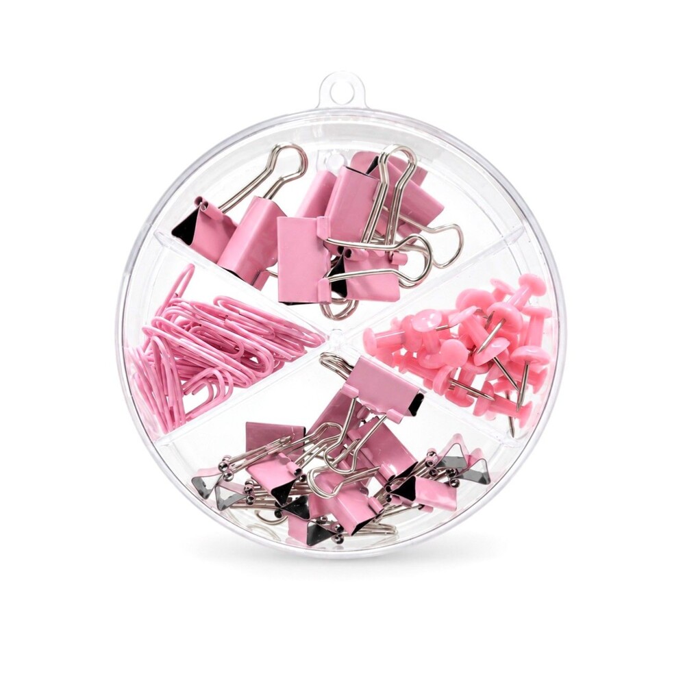 Pink Binder Clips Paper Clips Push Pins Set Home Office School Supplies Dorm NEW